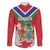 Personalized Gambia Family Matching Long Sleeve Bodycon Dress and Hawaiian Shirt Coat Of Arms White Variety Orchid