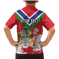 Personalized Gambia Family Matching Mermaid Dress and Hawaiian Shirt Coat Of Arms White Variety Orchid