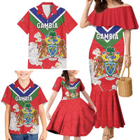 Personalized Gambia Family Matching Mermaid Dress and Hawaiian Shirt Coat Of Arms White Variety Orchid
