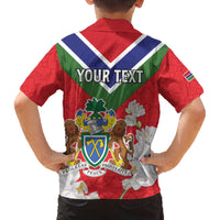 Personalized Gambia Family Matching Off The Shoulder Long Sleeve Dress and Hawaiian Shirt Coat Of Arms White Variety Orchid