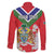 Personalized Gambia Family Matching Off The Shoulder Long Sleeve Dress and Hawaiian Shirt Coat Of Arms White Variety Orchid