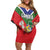 Personalized Gambia Family Matching Off Shoulder Short Dress and Hawaiian Shirt Coat Of Arms White Variety Orchid