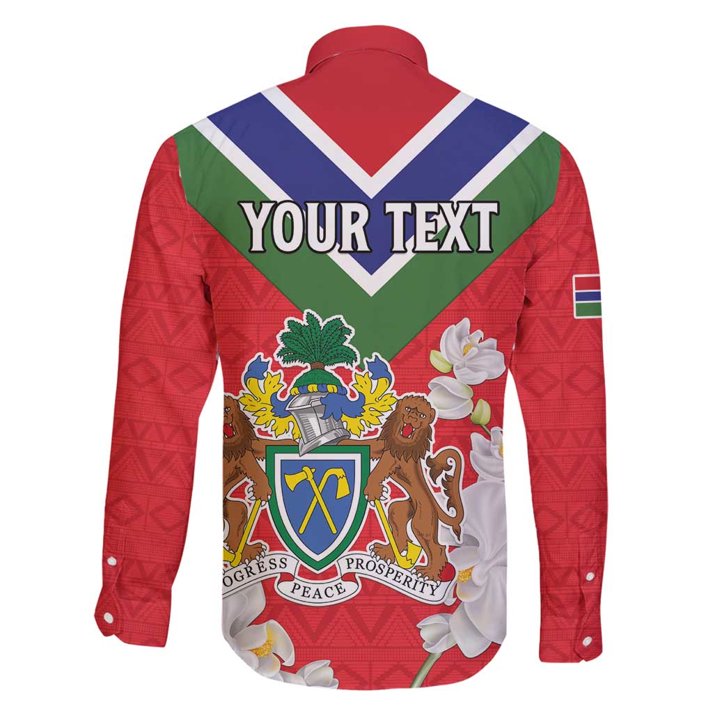 Personalized Gambia Family Matching Puletasi and Hawaiian Shirt Coat Of Arms White Variety Orchid