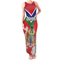 Personalized Gambia Family Matching Tank Maxi Dress and Hawaiian Shirt Coat Of Arms White Variety Orchid