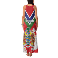 Personalized Gambia Family Matching Tank Maxi Dress and Hawaiian Shirt Coat Of Arms White Variety Orchid