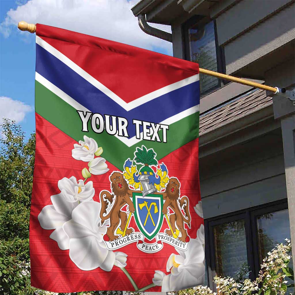 Personalized Gambia Garden Flag Coat Of Arms White Variety Orchid