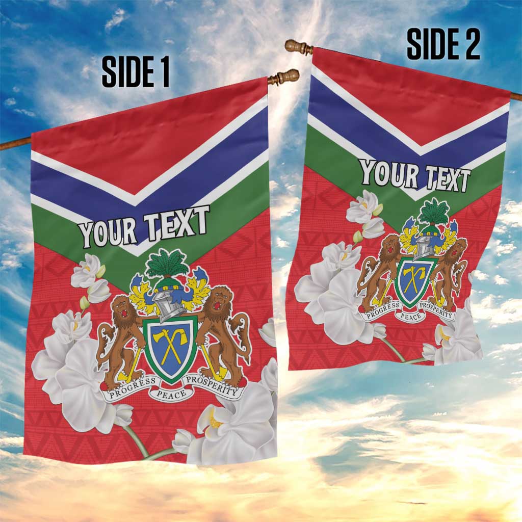 Personalized Gambia Garden Flag Coat Of Arms White Variety Orchid