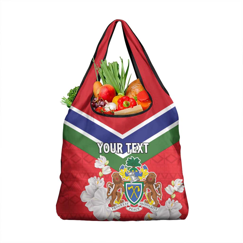 Personalized Gambia Grocery Bag Coat Of Arms White Variety Orchid
