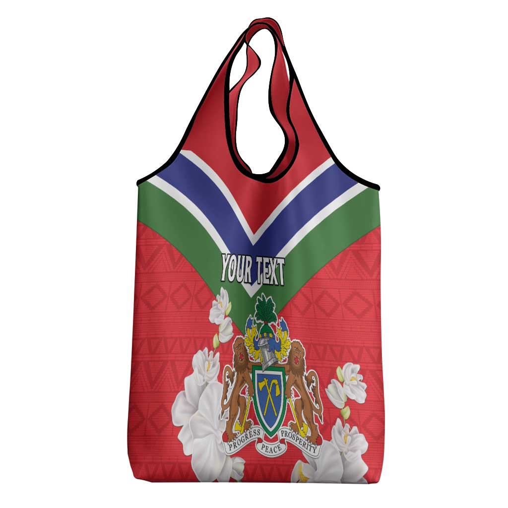 Personalized Gambia Grocery Bag Coat Of Arms White Variety Orchid