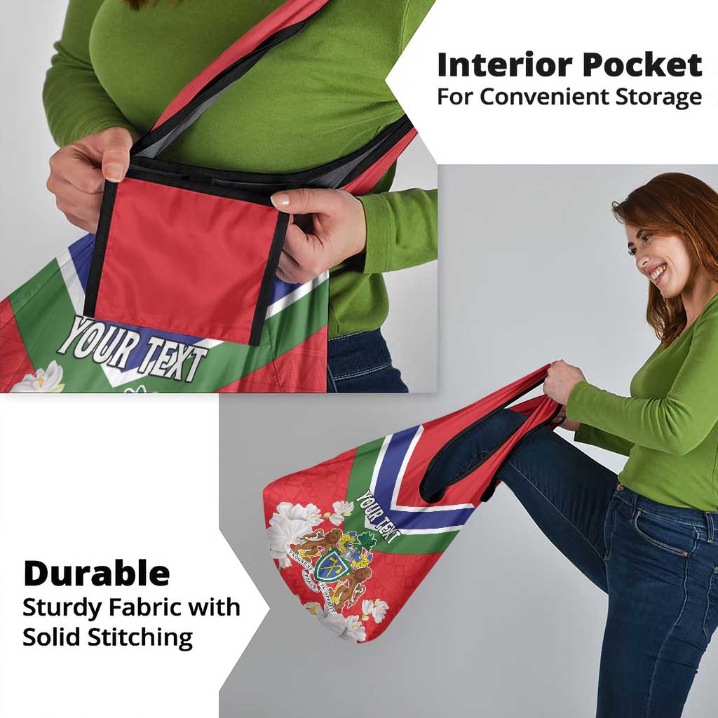 Personalized Gambia Grocery Bag Coat Of Arms White Variety Orchid