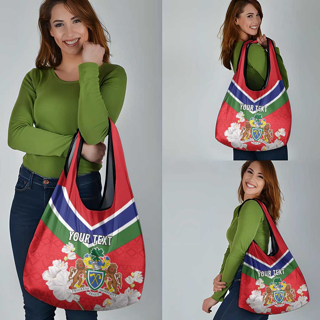 Personalized Gambia Grocery Bag Coat Of Arms White Variety Orchid