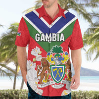 Personalized Gambia Hawaiian Shirt Coat Of Arms White Variety Orchid