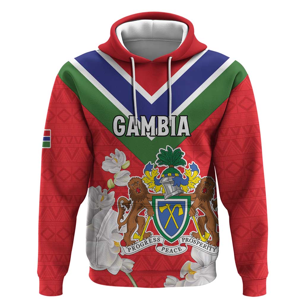 Personalized Gambia Hoodie Coat Of Arms White Variety Orchid