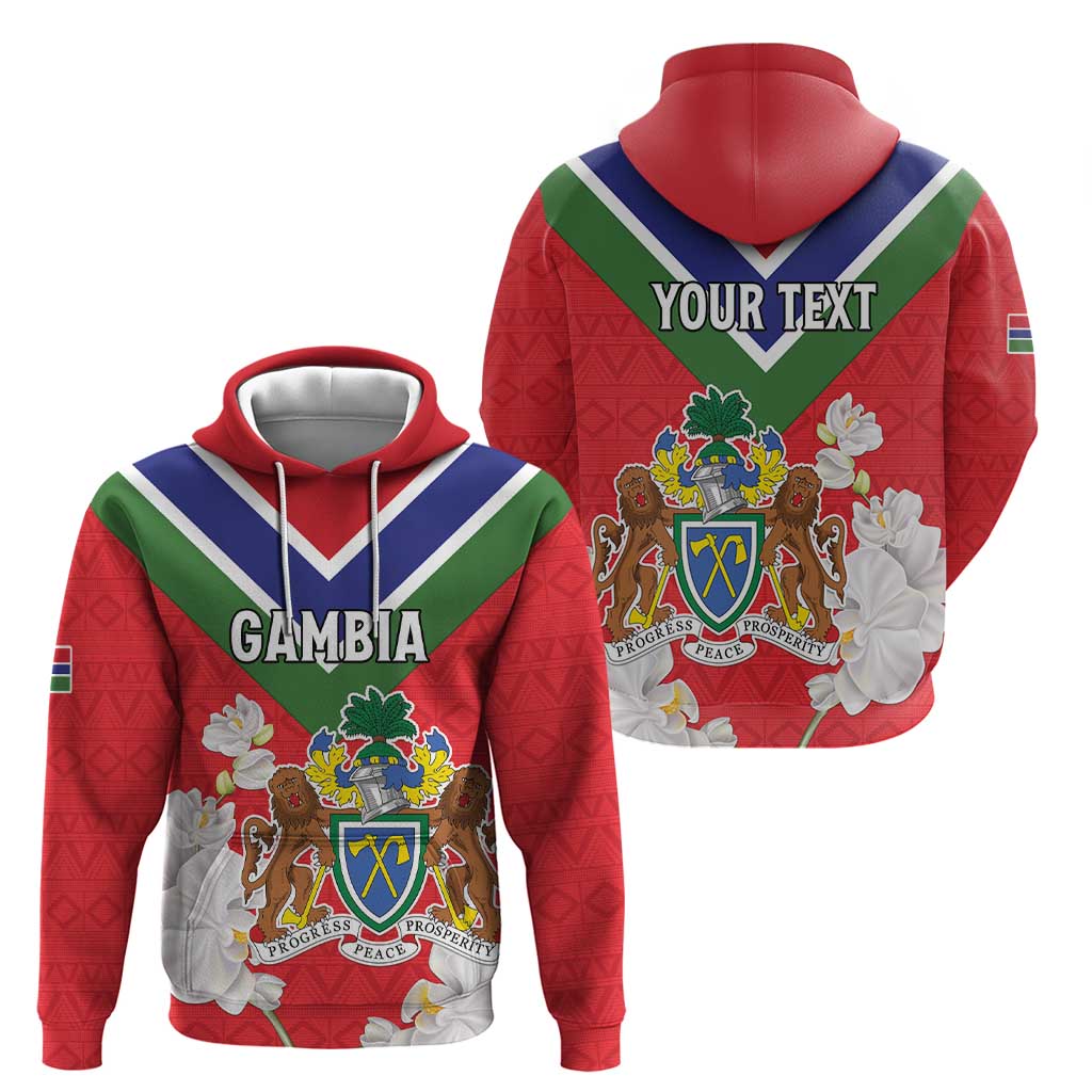 Personalized Gambia Hoodie Coat Of Arms White Variety Orchid