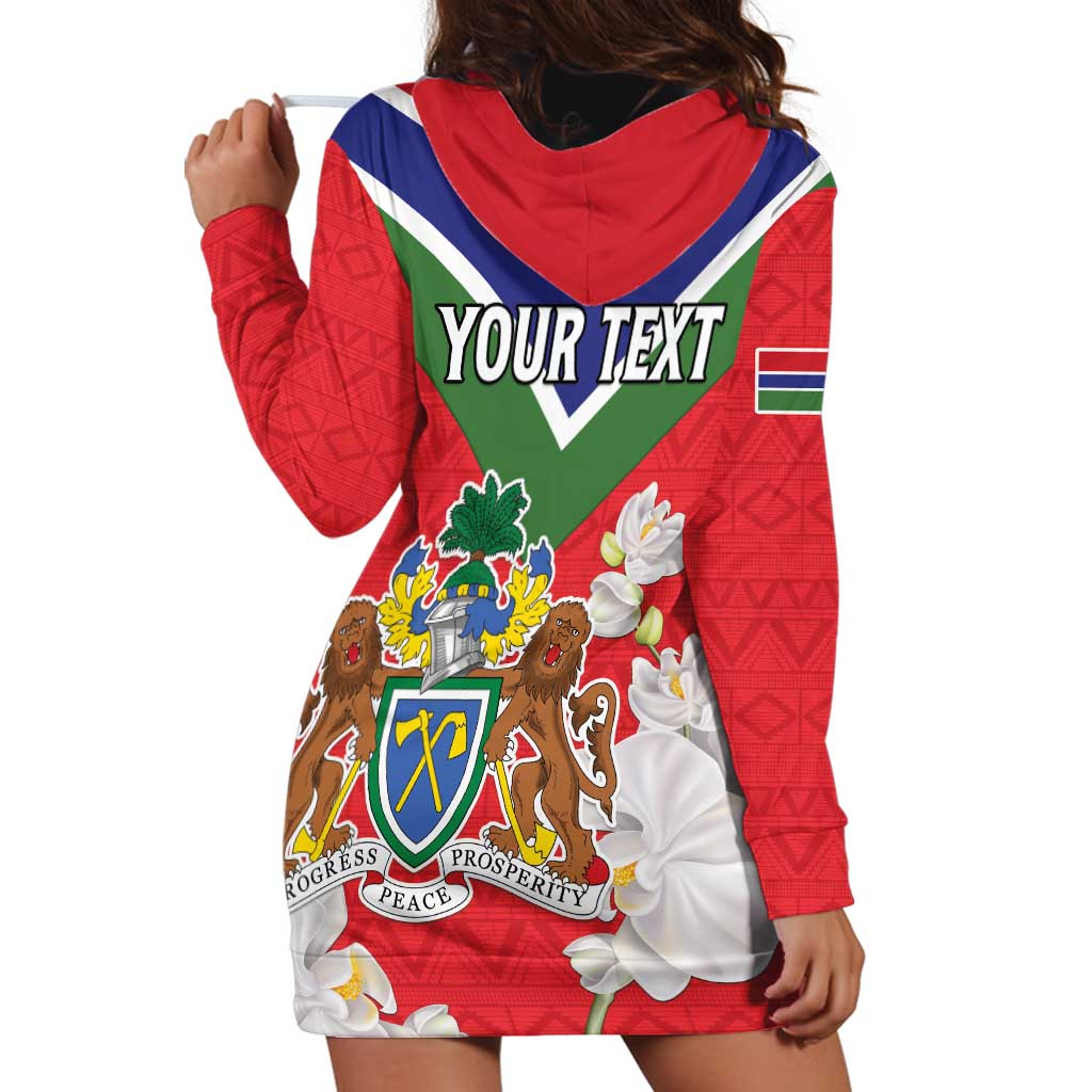Personalized Gambia Hoodie Dress Coat Of Arms White Variety Orchid
