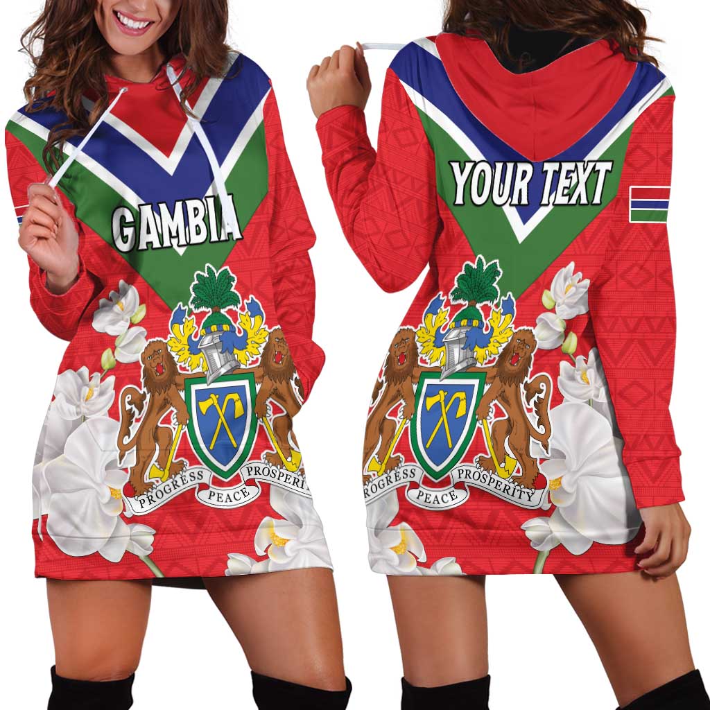 Personalized Gambia Hoodie Dress Coat Of Arms White Variety Orchid