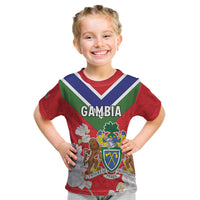 Personalized Gambia Kid T Shirt Coat Of Arms White Variety Orchid