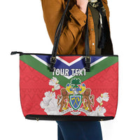 Personalized Gambia Leather Tote Bag Coat Of Arms White Variety Orchid