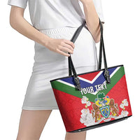 Personalized Gambia Leather Tote Bag Coat Of Arms White Variety Orchid