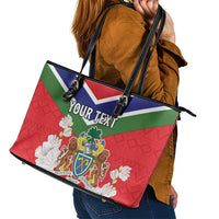 Personalized Gambia Leather Tote Bag Coat Of Arms White Variety Orchid