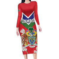 Personalized Gambia Long Sleeve Bodycon Dress Coat Of Arms White Variety Orchid