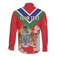 Personalized Gambia Long Sleeve Button Shirt Coat Of Arms White Variety Orchid