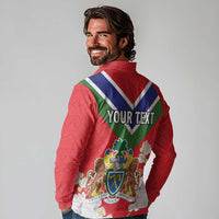 Personalized Gambia Long Sleeve Polo Shirt Coat Of Arms White Variety Orchid