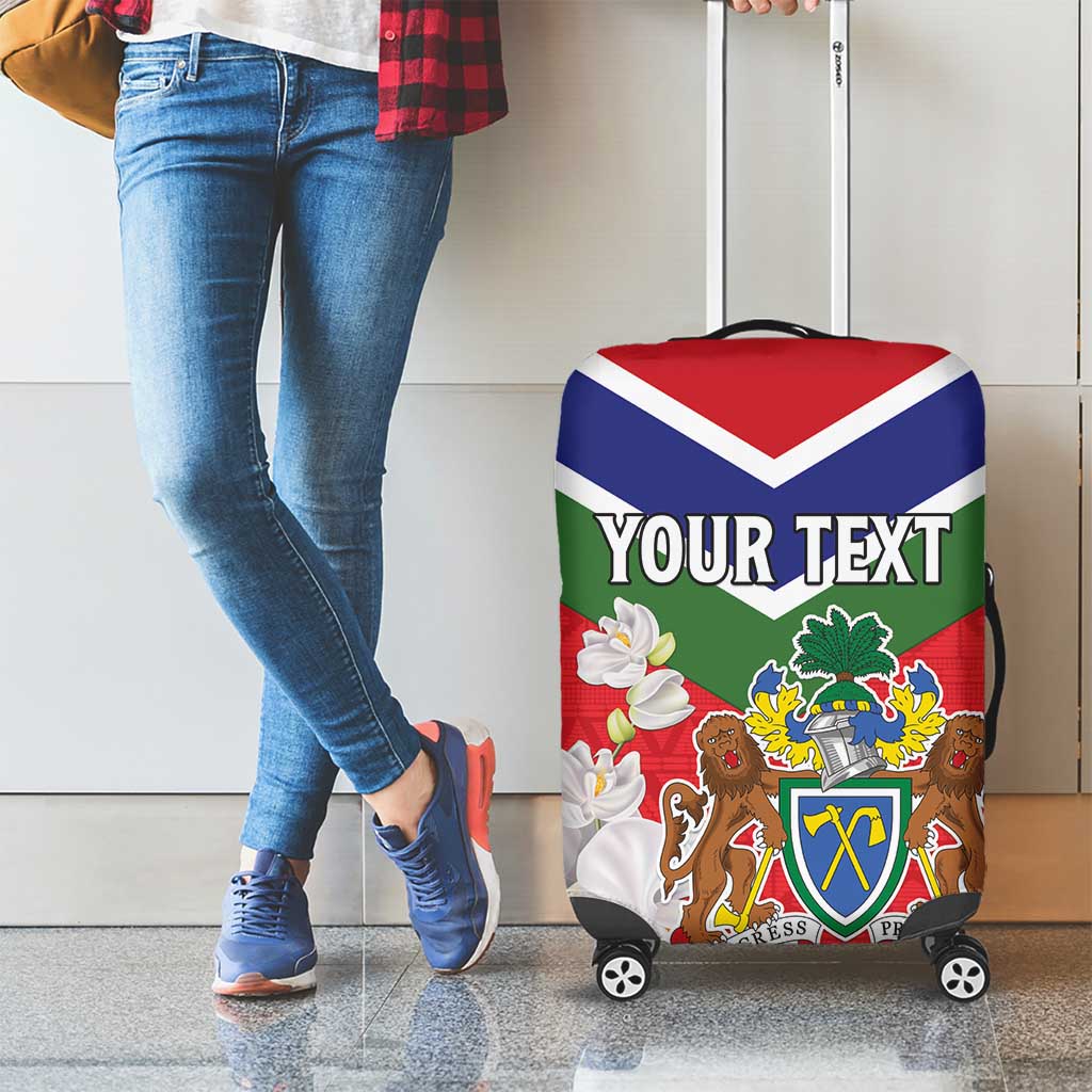Personalized Gambia Luggage Cover Coat Of Arms White Variety Orchid