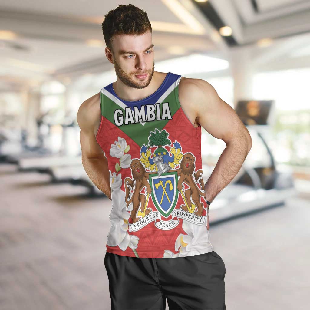 Personalized Gambia Men Tank Top Coat Of Arms White Variety Orchid