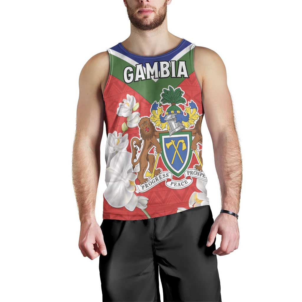 Personalized Gambia Men Tank Top Coat Of Arms White Variety Orchid