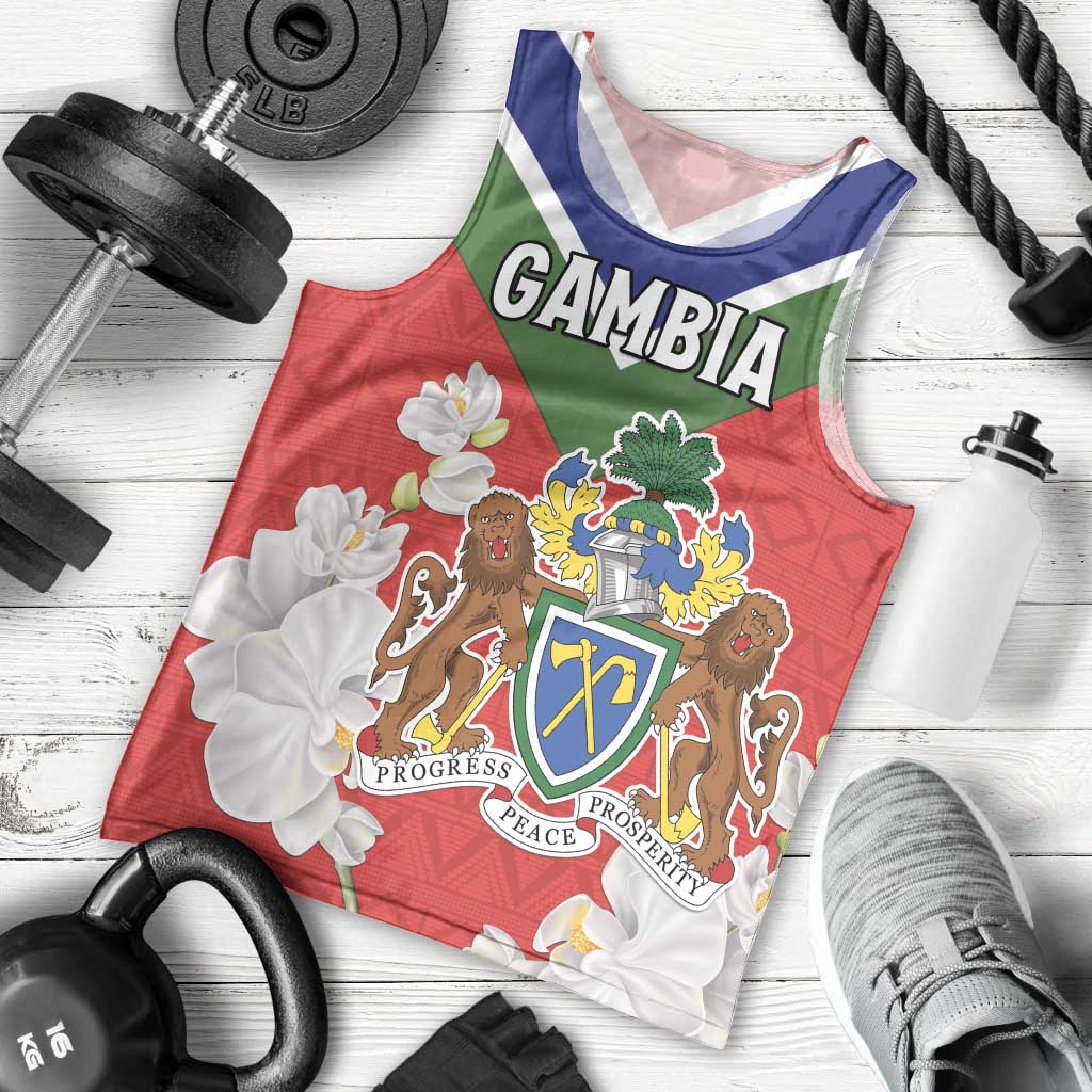 Personalized Gambia Men Tank Top Coat Of Arms White Variety Orchid