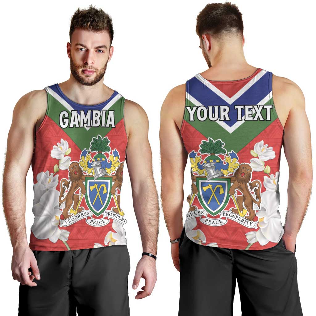 Personalized Gambia Men Tank Top Coat Of Arms White Variety Orchid