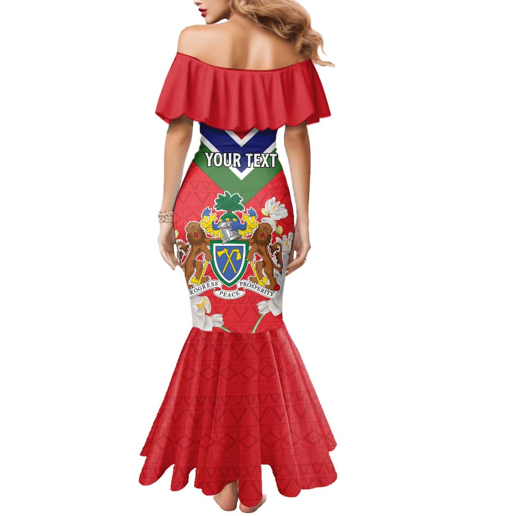 Personalized Gambia Mermaid Dress Coat Of Arms White Variety Orchid