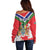 Personalized Gambia Off Shoulder Sweater Coat Of Arms White Variety Orchid