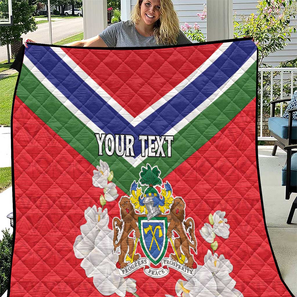 Personalized Gambia Quilt Coat Of Arms White Variety Orchid