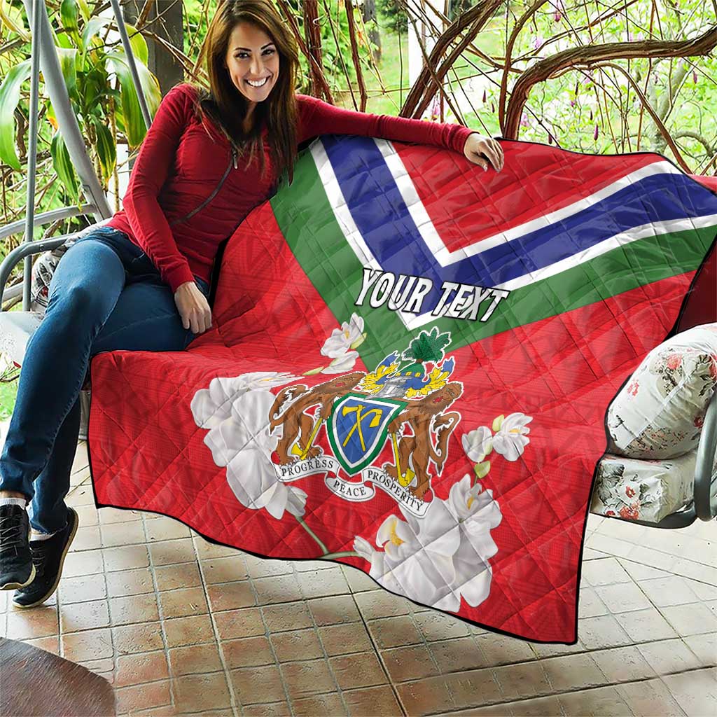 Personalized Gambia Quilt Coat Of Arms White Variety Orchid