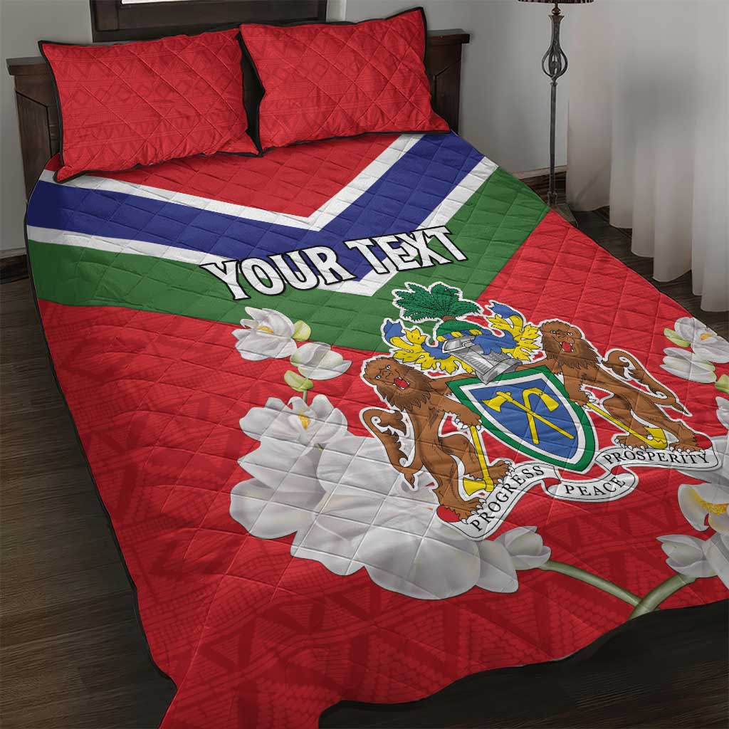 Personalized Gambia Quilt Bed Set Coat Of Arms White Variety Orchid