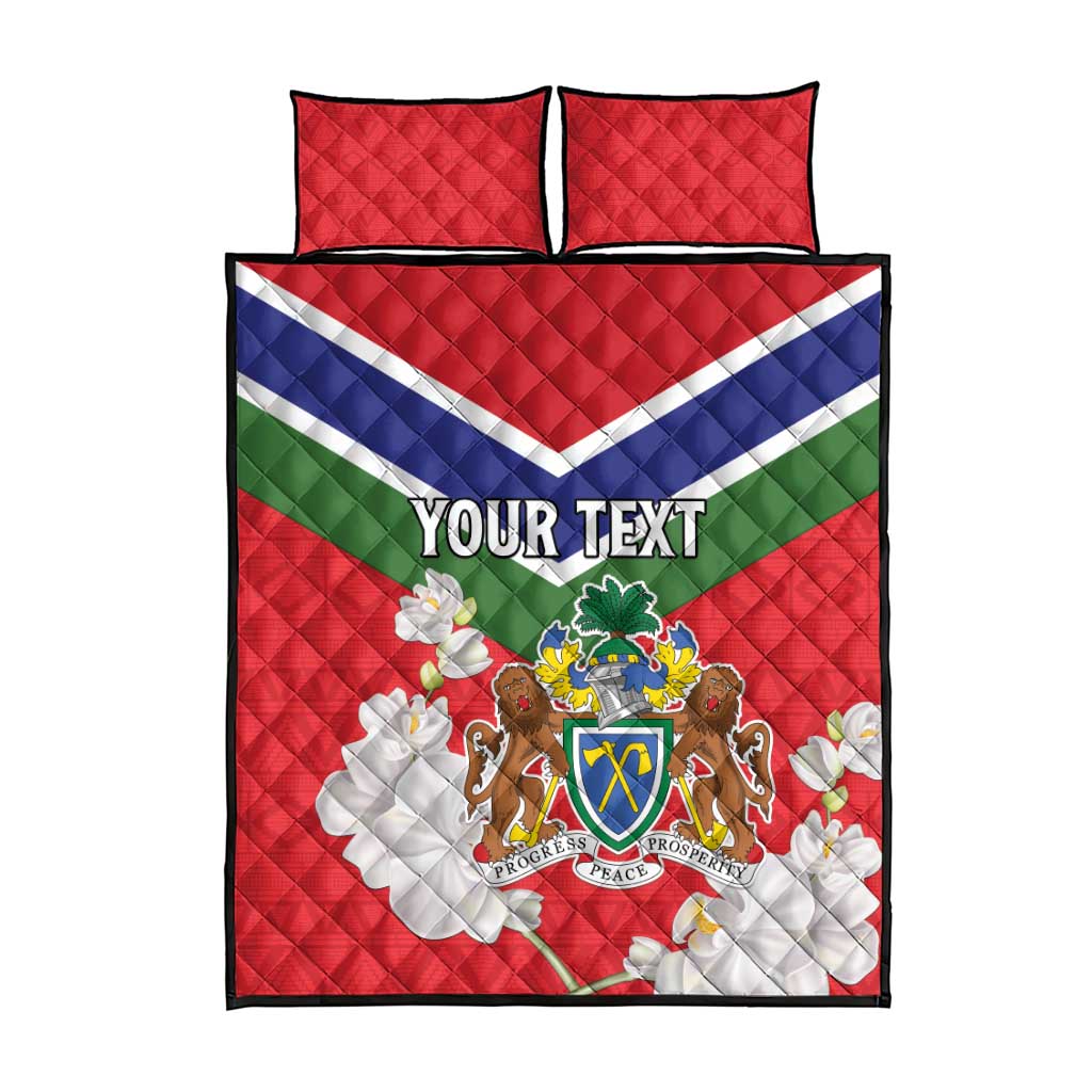 Personalized Gambia Quilt Bed Set Coat Of Arms White Variety Orchid