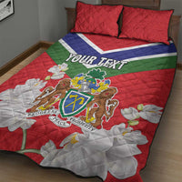 Personalized Gambia Quilt Bed Set Coat Of Arms White Variety Orchid