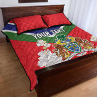 Personalized Gambia Quilt Bed Set Coat Of Arms White Variety Orchid