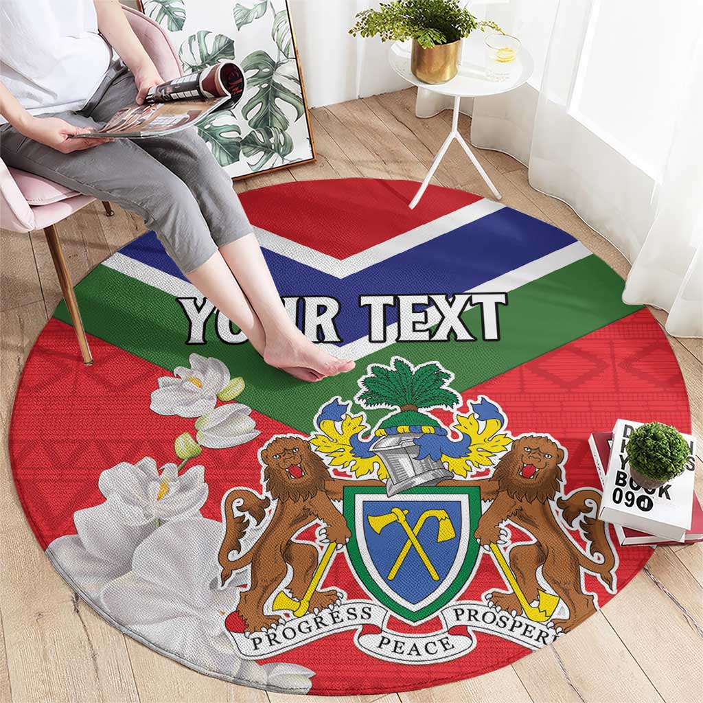 Personalized Gambia Round Carpet Coat Of Arms White Variety Orchid