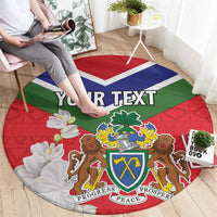 Personalized Gambia Round Carpet Coat Of Arms White Variety Orchid