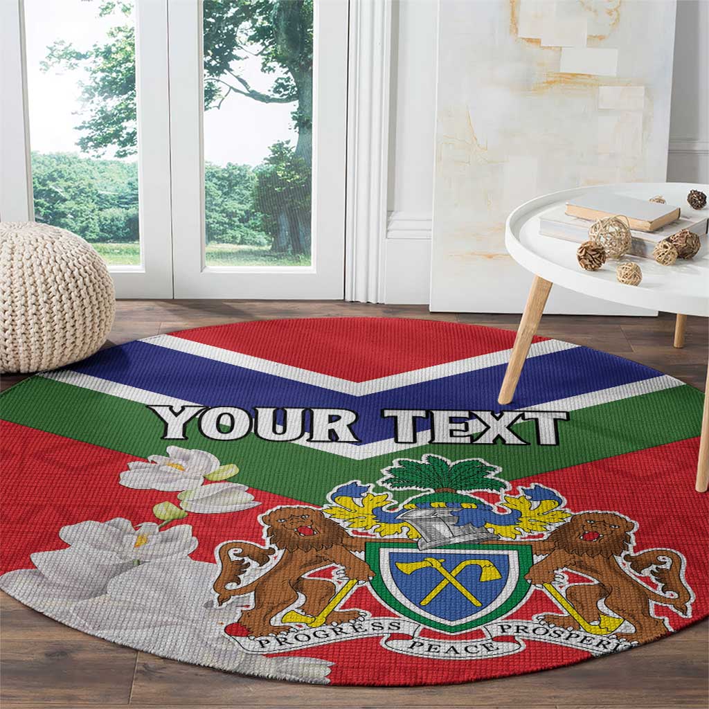 Personalized Gambia Round Carpet Coat Of Arms White Variety Orchid