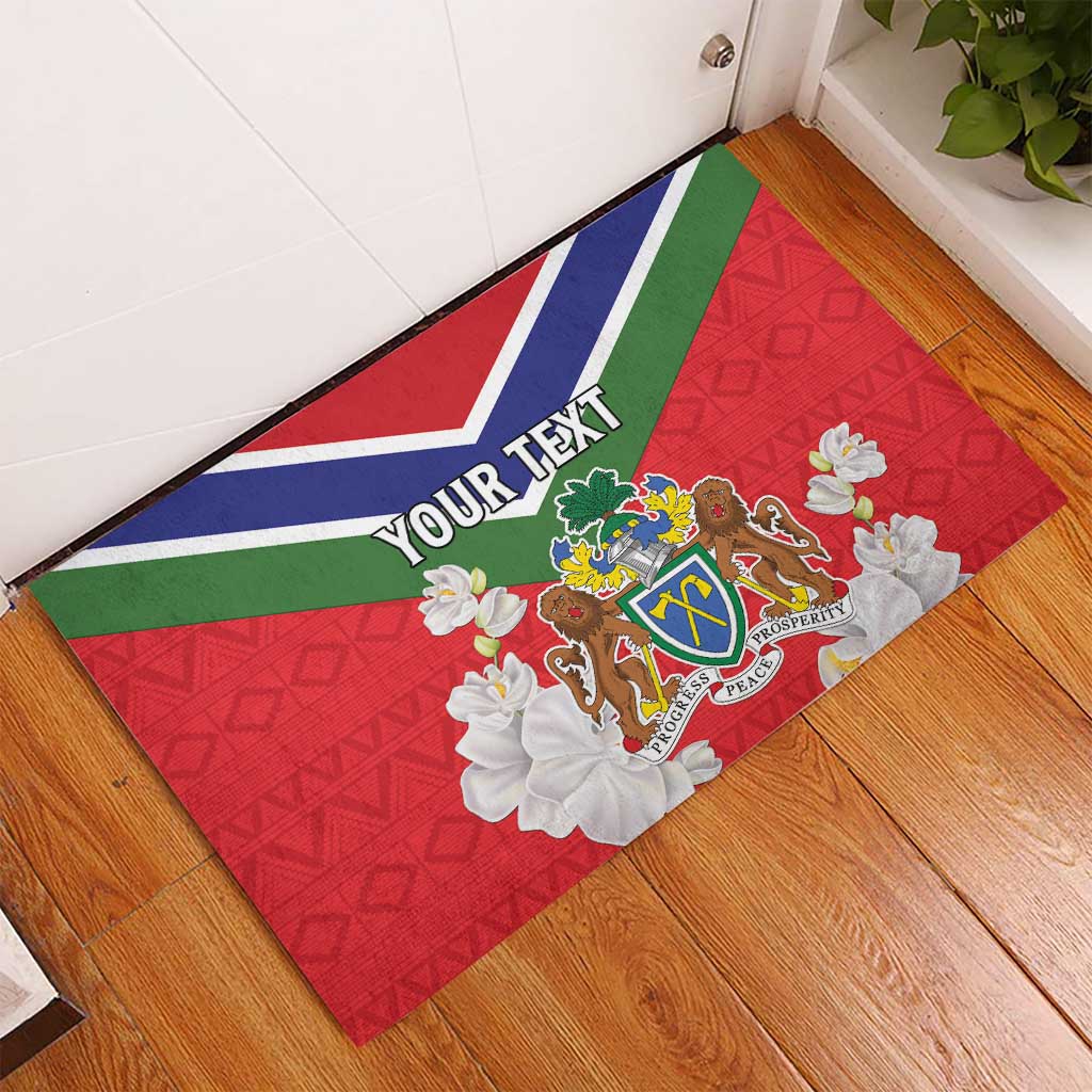 Personalized Gambia Rubber Doormat Coat Of Arms White Variety Orchid