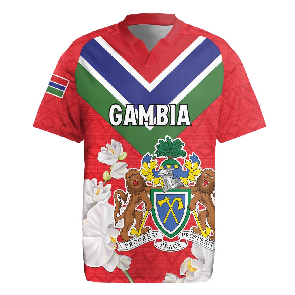 Personalized Gambia Rugby Jersey Coat Of Arms White Variety Orchid