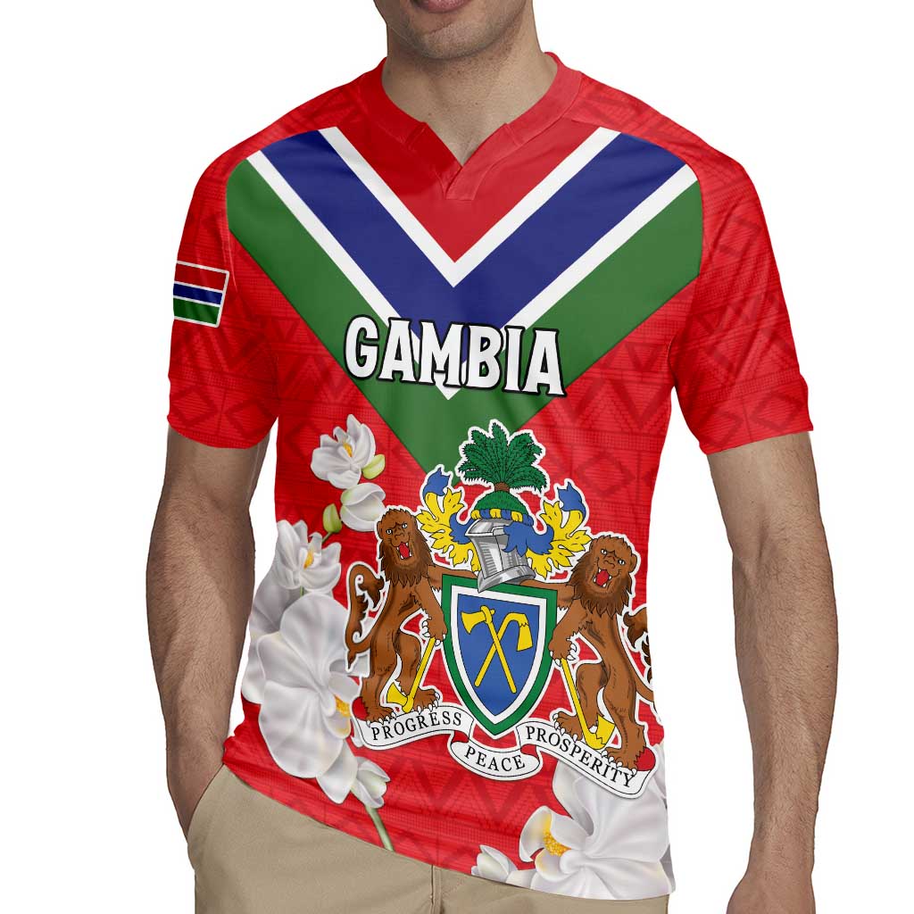Personalized Gambia Rugby Jersey Coat Of Arms White Variety Orchid