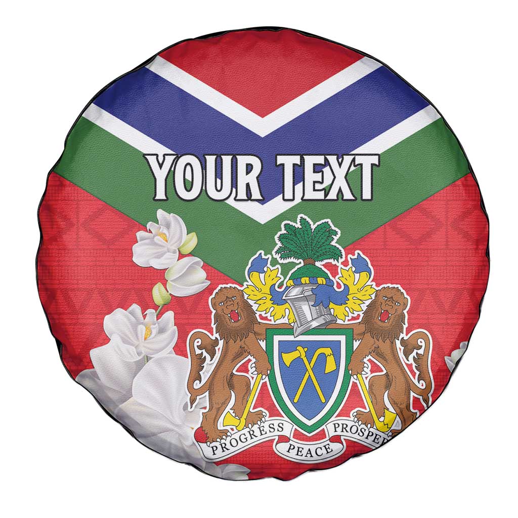 Personalized Gambia Spare Tire Cover Coat Of Arms White Variety Orchid