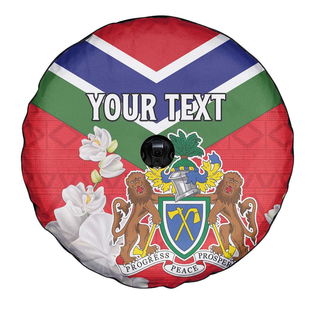 Personalized Gambia Spare Tire Cover Coat Of Arms White Variety Orchid