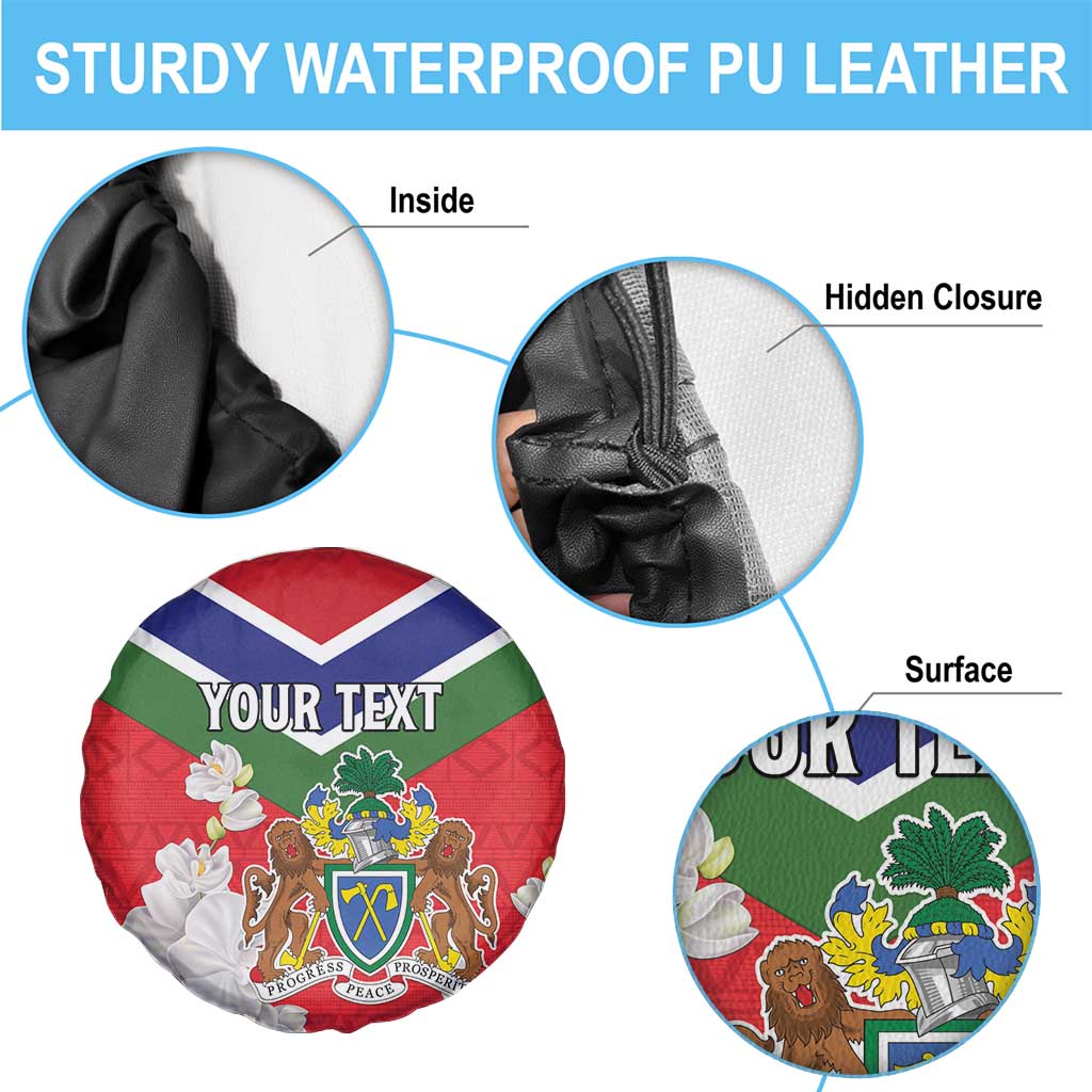 Personalized Gambia Spare Tire Cover Coat Of Arms White Variety Orchid