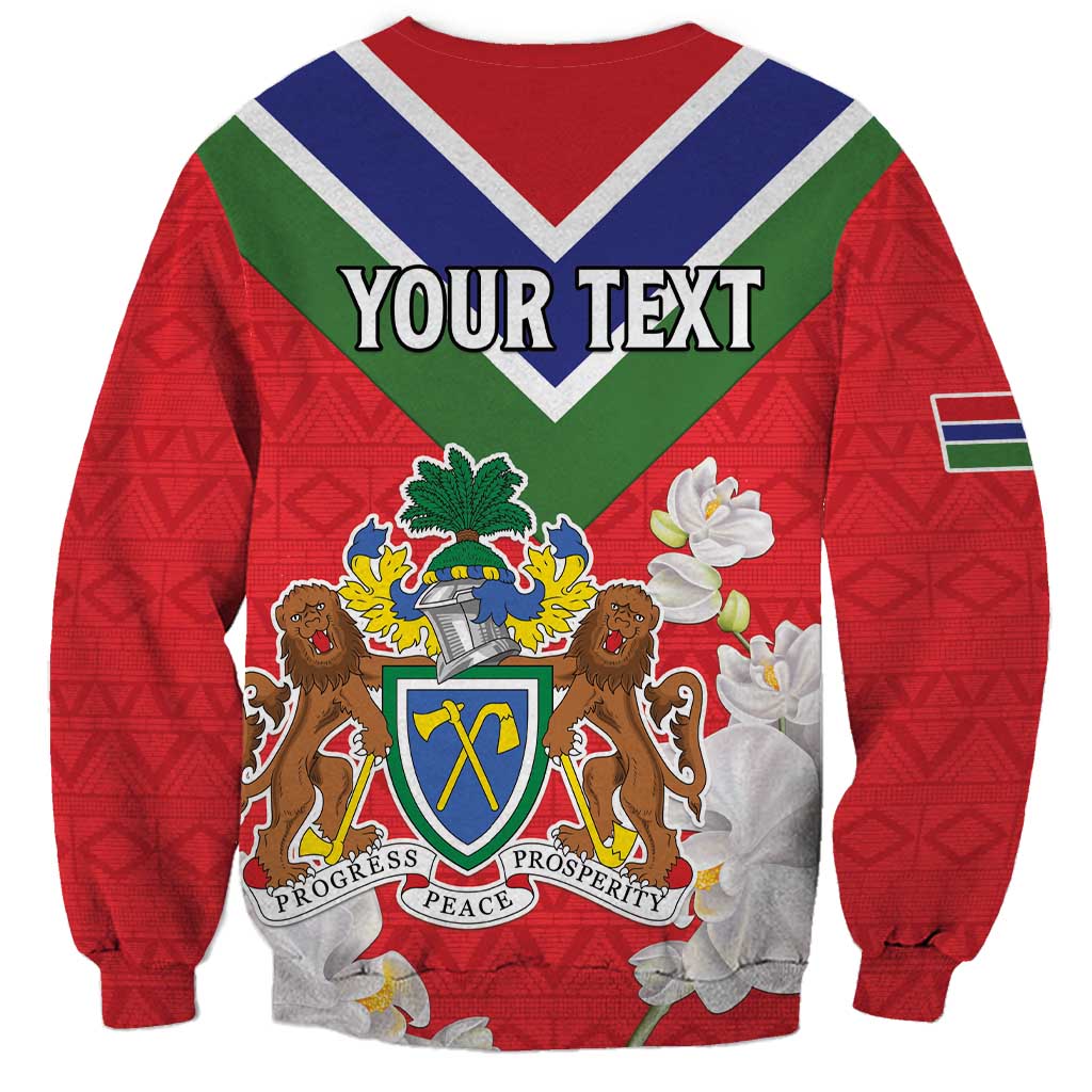 Personalized Gambia Sweatshirt Coat Of Arms White Variety Orchid